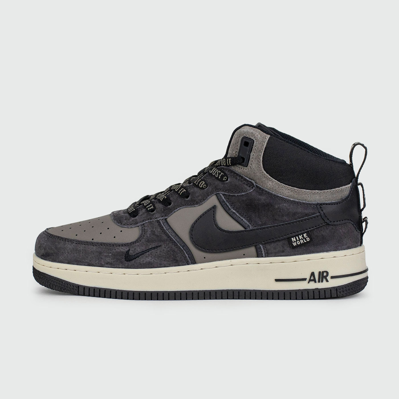 Зимние Nike Air Force 1 Mid Grey / Black with Fur