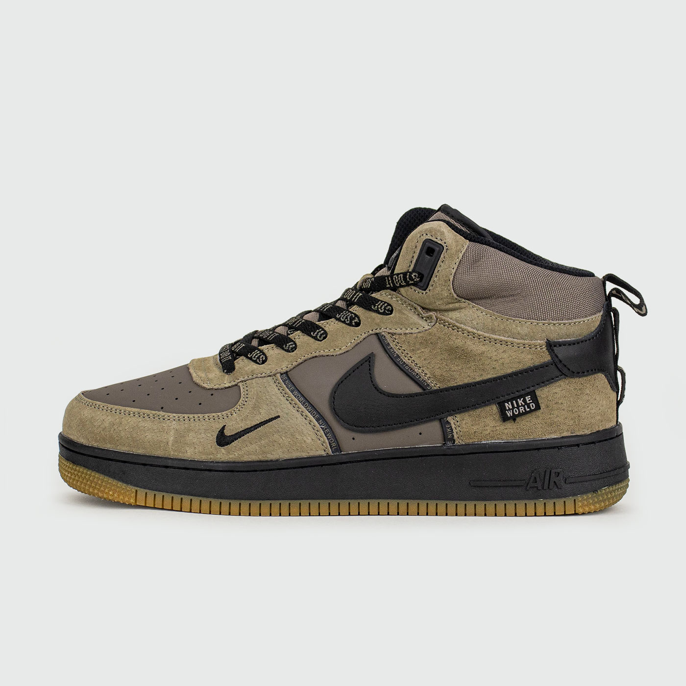 Зимние Nike Air Force 1 Mid Olive / Brown with Fur